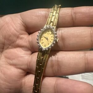 Working VTG Pulsar Womens Gold Tone Ladies Watch Dainty 6.5" 15mm Missing Hook